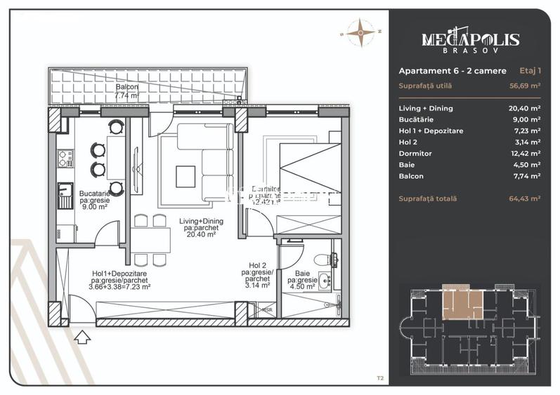 Apartament 2 camere | Coresi | Platǎ Tranșe | Credit - 3