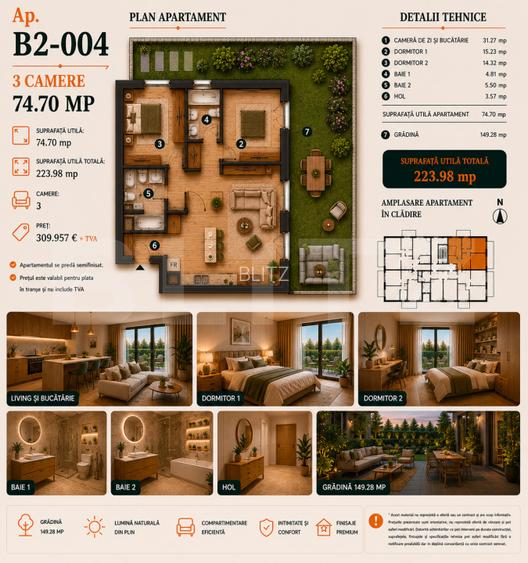 Apartament 3 camere, 75 mp | Standarde nZEB | Ansamblu nou | Buna Ziua - 2