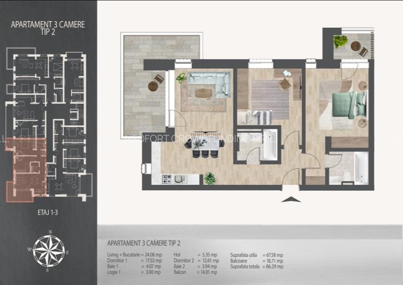 NOU! Apartament 3 Camere Metrou Nicolae Teclu, Bloc 2027, Dotari Excelente - 3