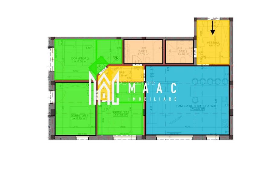 Apartament 4 camere | 95,05 mp utili | Etaj 1 |  Arhitecților - 3