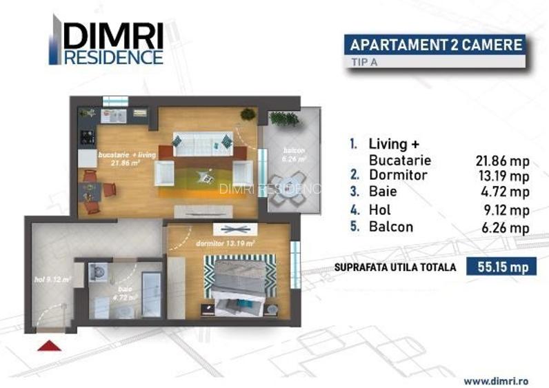 2 Camere bloc nou - Direct Dezvoltator Comision 0% - 1