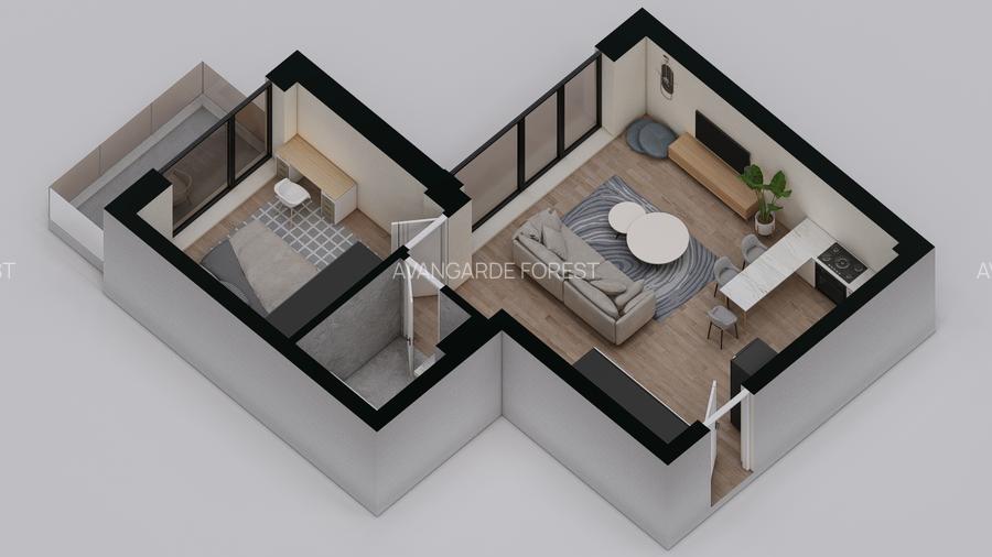 Apartament 2 Camere | 3m Înălțime | Ferestre Floor-to-Ceiling - AVANGARDE FOREST - 17
