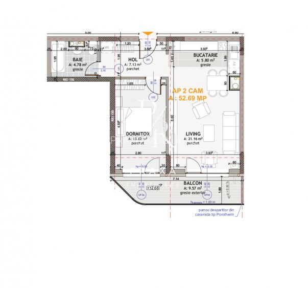 Apartament 2 camere, 53mp, terasa, LIFT, parcare, mobilat partial, str. Eroilor - 8