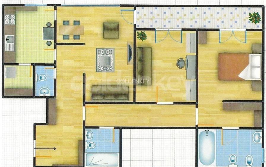 Apartament mobilat cu 3 camere | piscina | sala fitness | 2 parcari - 1