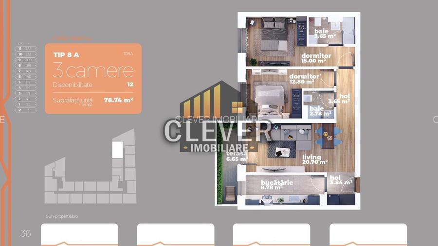 Apartament 3 camere decomandat 2 bai Auchan Titan - 2