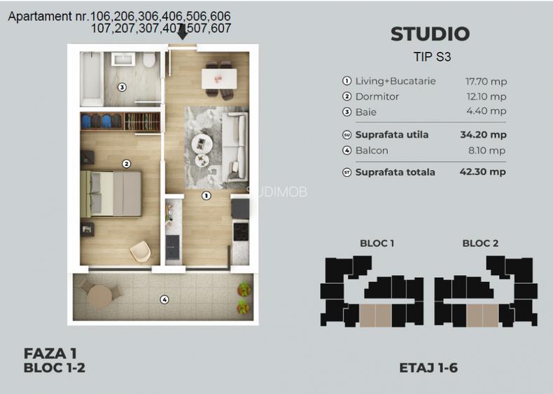 Metrou Berceni Biruintei 2 camere tip studio. - 2