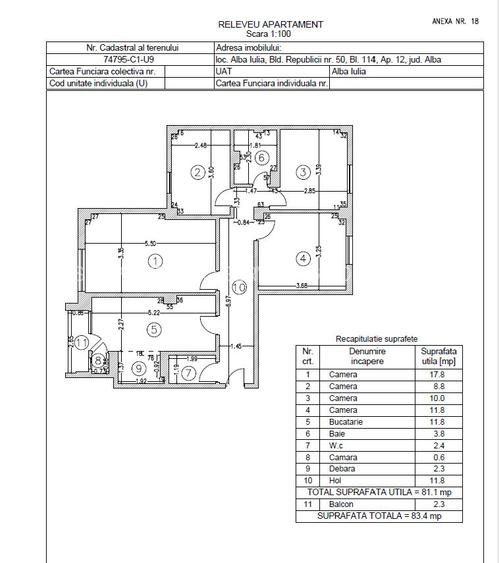Apartament 4 camere 83.4 mp str.Victoriei, bl.114 Alba Iulia - 6