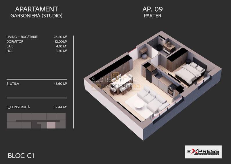 Studio modern in bloc nou, 2 camere, zona Parc Tudor Arghezi, Sector 4 - 1
