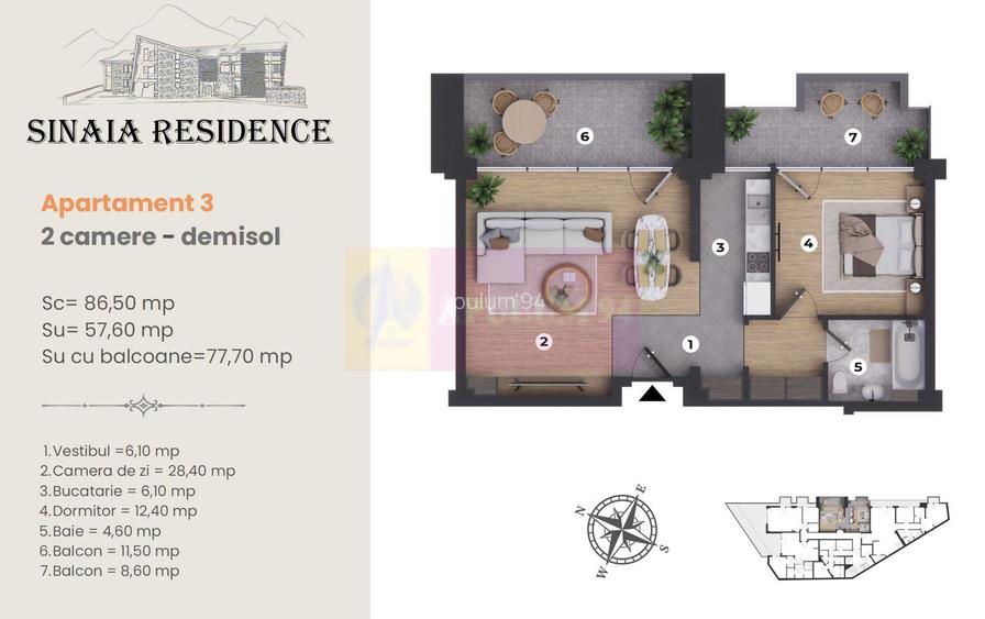 Apartament de Lux cu 2 camere de vanzare in Sinaia, Ap 3 - 2