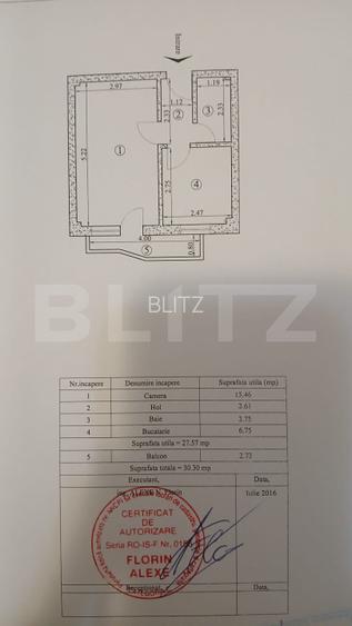 Apartament 1 camera, 27.57 mp, zona Galata - 12