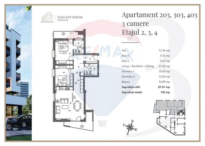 Apartament Premium 3 Camere, Etaj 4 – Elegant House Brașov - 3