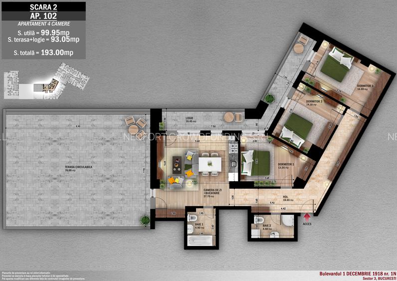 Neofort 50 OFERTA metrou Costin Georgian apartament de familie cu terasa - 1