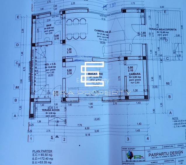 Casă modernă în Sibiu 13Omp utili – etaj retras, terase -teren 255 mp - 1