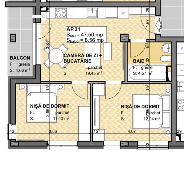 Apartament de vanzare cu 3 camere la stadiul de semifinisat in Apahida - 2