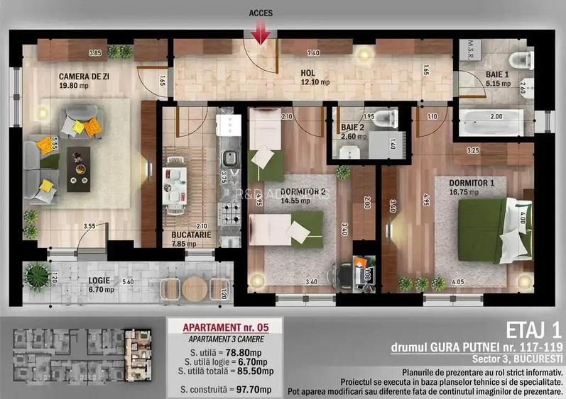 Titan-Pallady 3 Camere Decomandat Mutare Rapida Finisaje Premium - 12
