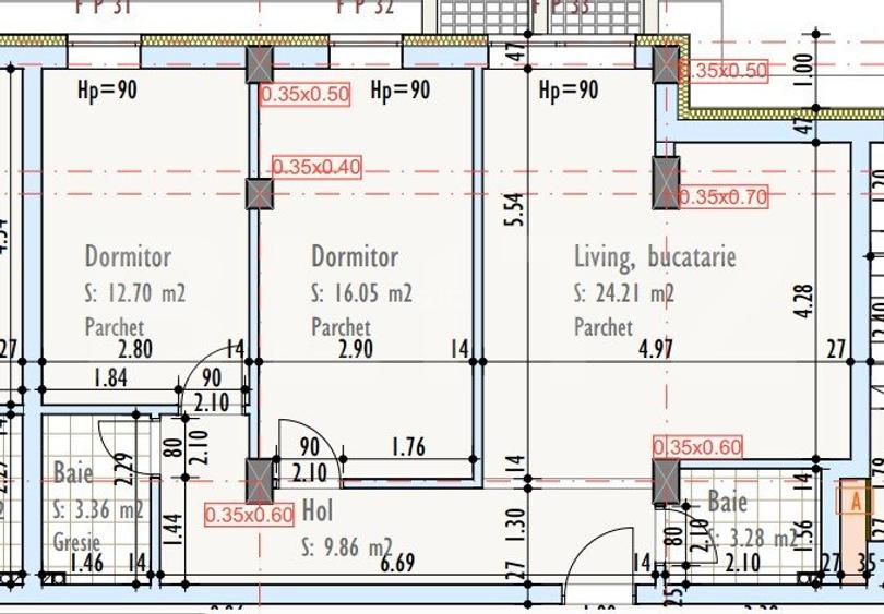 Apartament cu 3 camere, 2 bai, semifinisat, TVA inclus, zona Marasti - 6
