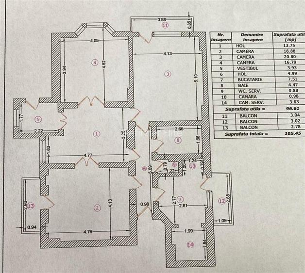 Vanzare 3 camere | Traian - Calea Calarasi | 105 mp | etaj 1/2 | - 3