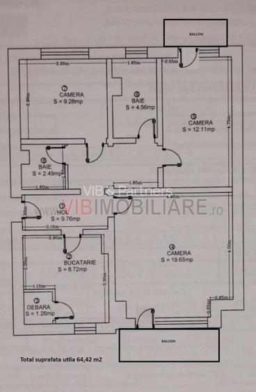 3 camere, doua balcoane, etaj 3, Sagului - 15