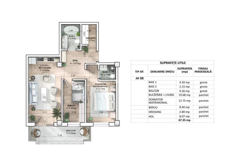 APARTAMENT CU 3 CAMERE, ETAJ 1, 67 MP IASI, CARTIER PRIVAT ! - 2