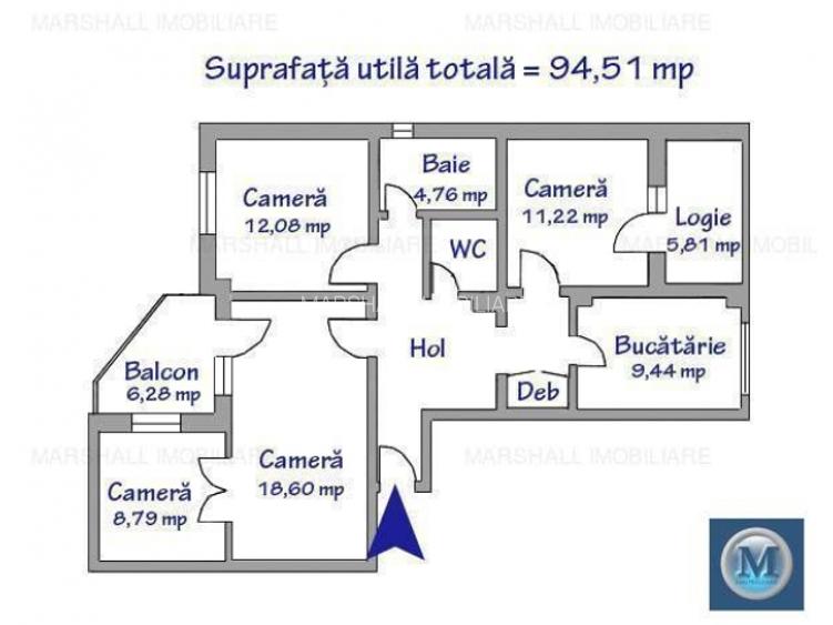 Apartament 4 camere de vanzare, zona Ultracentral, 94.51 mp #14009 - 15