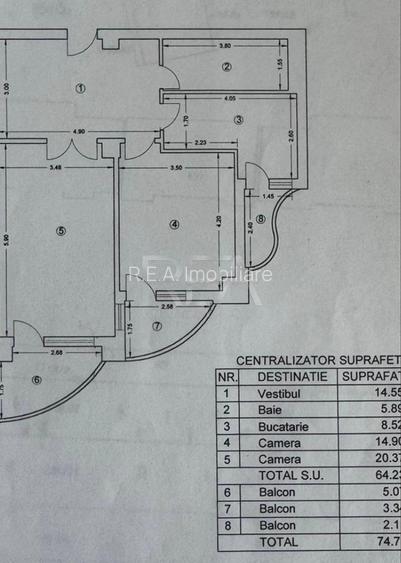 2 camere Unirii decomandat, parcare, et. 5, an 1990, 74 mp - 18