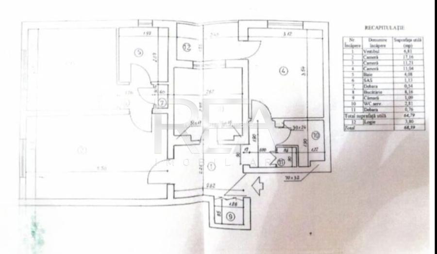 3 camere Chișinău, inst. schimb., parcare, et. 6, an 1983, 69 mp - 8