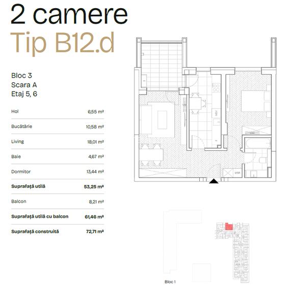 Apartament cu 2 camere tip B12 | PRIMA ASTERA | FAZA II - 1