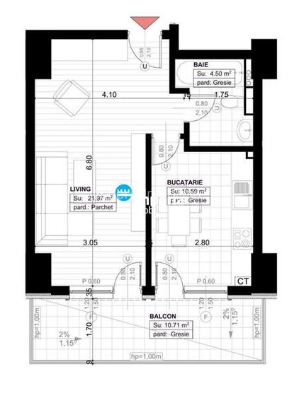Apartament cu o camera (open space), Royal Town Copou - 2