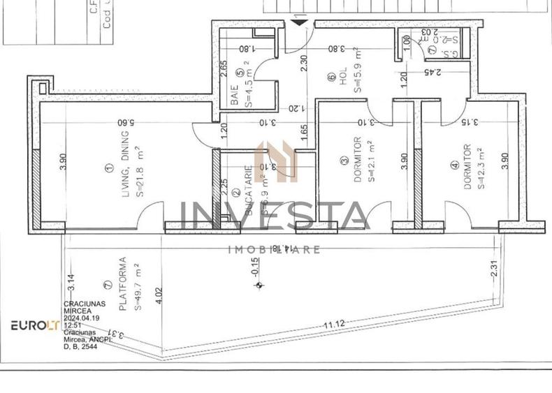 Apartament cu terasa de 49 mp/3 camere zona Baza sportiva Gheorgheni! - 1