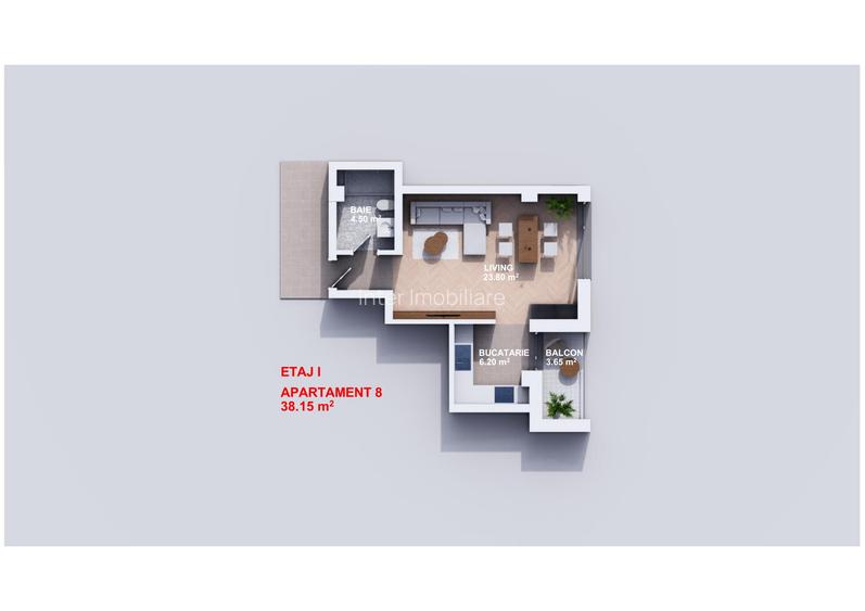 Apartament nou 38 mp, 1 camera, decomandat, de vanzare, Profi Visan, Cod 160089 - 5