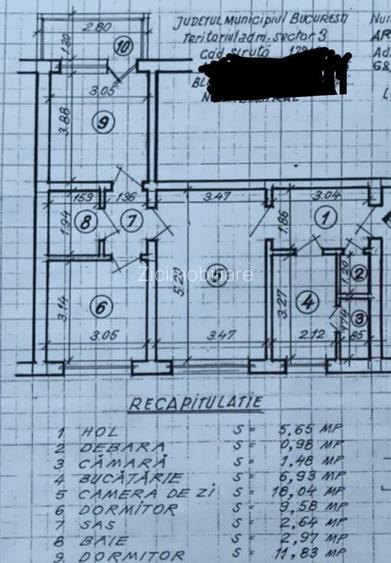 Apartament 3 camere Etaj 1 Trapezului – 1 Decembrie - 12