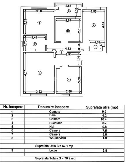 Apartament 4 camere zona Inel 2 - 12