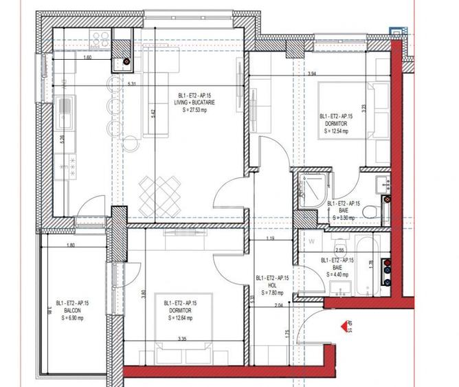 Apartament 3 camere, etaj intermediar, ansamblu nou Calea Surii Mici