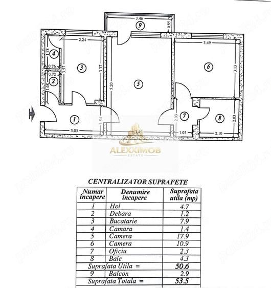 Apartament de Vanzare - 2 Camere - 54 mp - Brancoveanu - 3