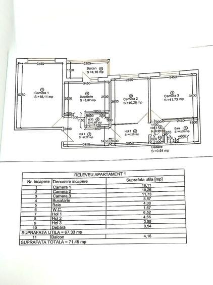Apartament 3 camere, decomandat, centrală, zona Lipovei