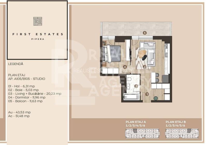 Vânzare, Studio-dublu, First Estates Pipera - 1