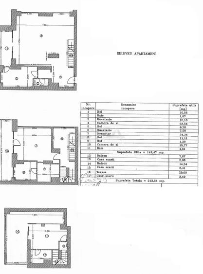Triplex 3 camere Dristor, centrală, parcare, an 2008, 200 mp