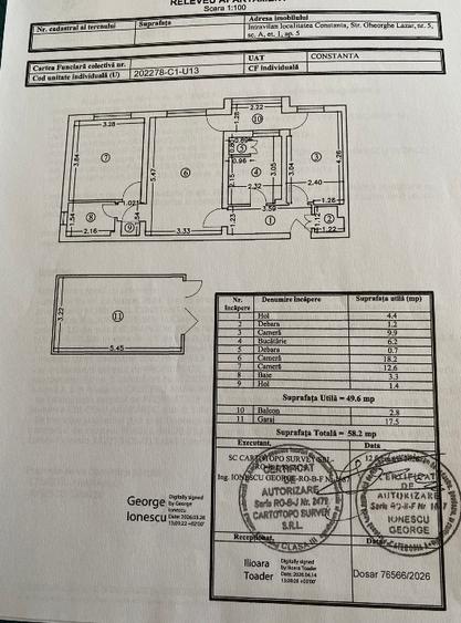 Apartament 3 camere ultracentral, et 1/4 cu garaj propriu , acte la zi