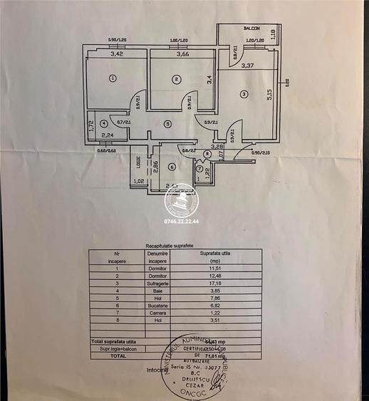 Apartament 3 camere Hala Centrala