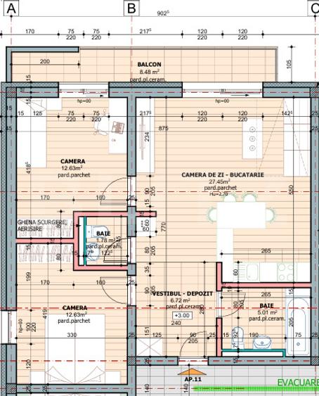 Apartament 3 Camere, 74,62 MP – Tudor | Bloc Nou