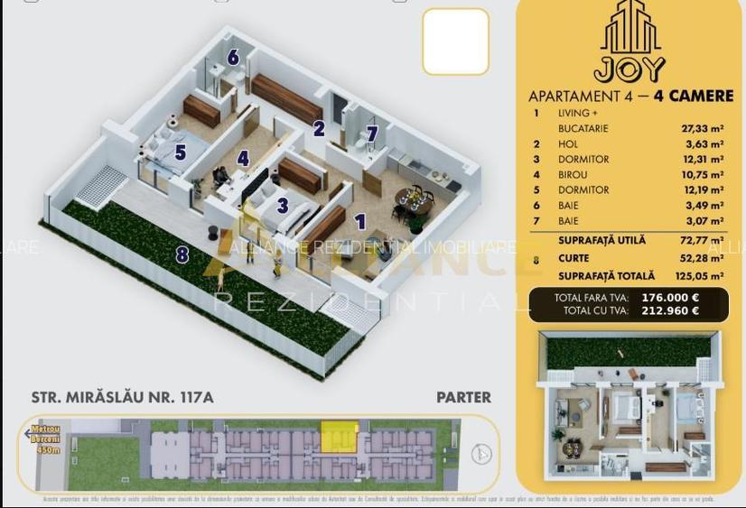 [DIRECT DEZVOLTATOR] Apartament 4 camere cu gradina | Metrou - 1