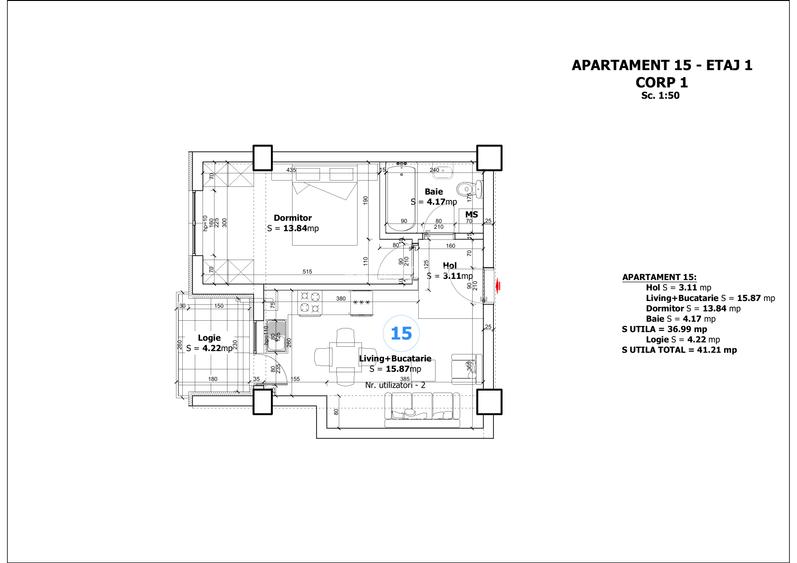 Apartament 2 camere | Bloc cu lift | Proiect nou | Prcare inclusa | - 2