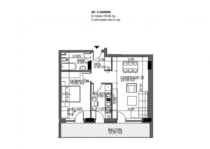 Proiect premium - zona Campus, apartament decomandat cu 2 camere de vanzare.