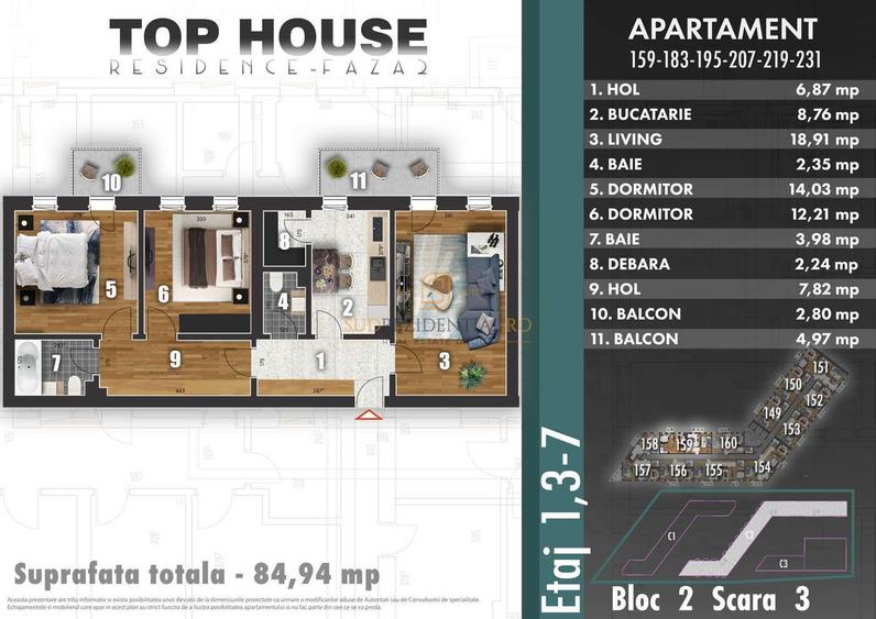 Apartament 3 camere + 2 balcoane - Comision 0 - Bd. Metalurgiei