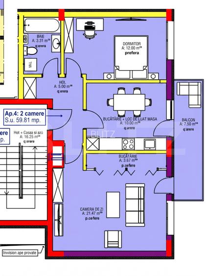 Apartament 2 camere, Decomandat, 60 mp, Imobil Nou, Zona Rivus - 2
