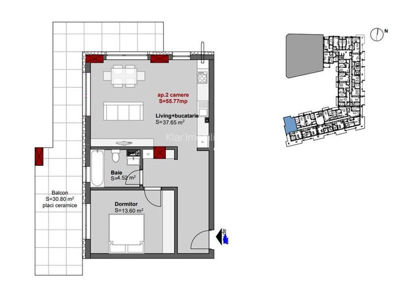 Apartament modern 2 camere 56mp, terasa 30mp, Centru, zona NTT Data - 8