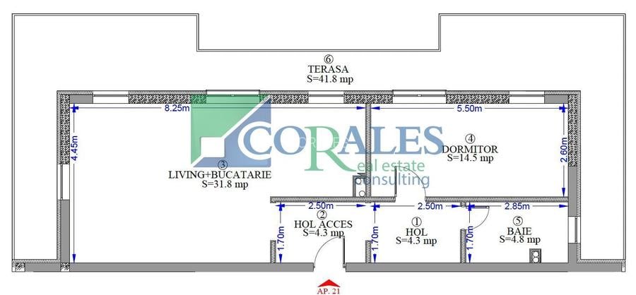 2 camere, 56 mp suprafata utila, 49 mp Balcon + 2 Locuri de paracre - 1