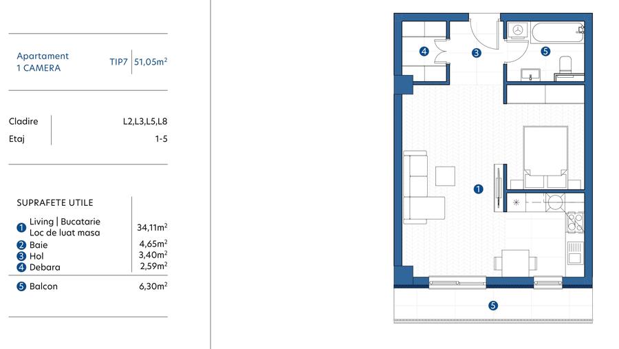 Kaufland Galata Apartament 51 mp, incalzire pardoseala, finisaje premium - 4