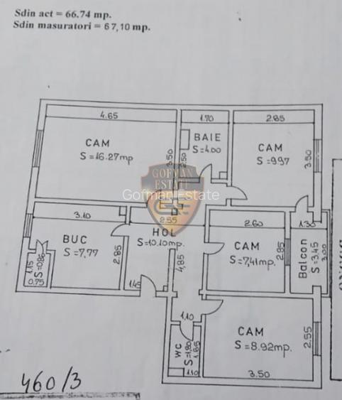 4 camere decomandate etaj 1, CET, zugravit recent, gaze, balcon, pod, 67.10mp - 19