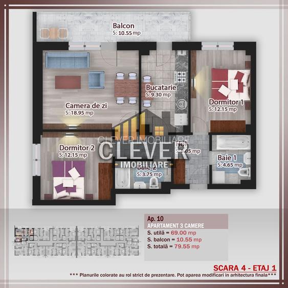 Apartament 3 camere Pallady – 80 mp, Decomandat, Comision 0 - 1